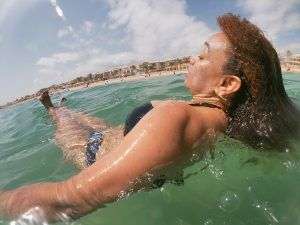 Yuli, en el mar de vacaciones